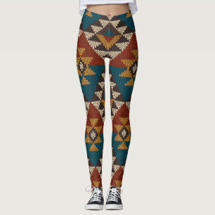 Legging Textura Tribal Da Lã Aztec.
