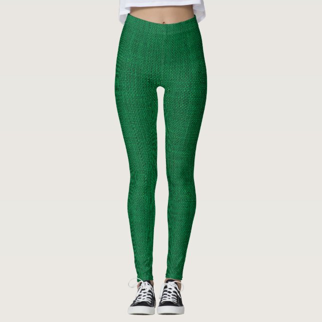 Legging Textura verde de serapilheira do Natal (Frente)