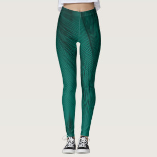 Legging Textura verde escura da pena de vindima