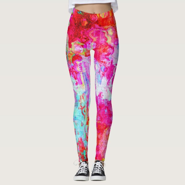 Legging Textura vermelha rosa (Frente)