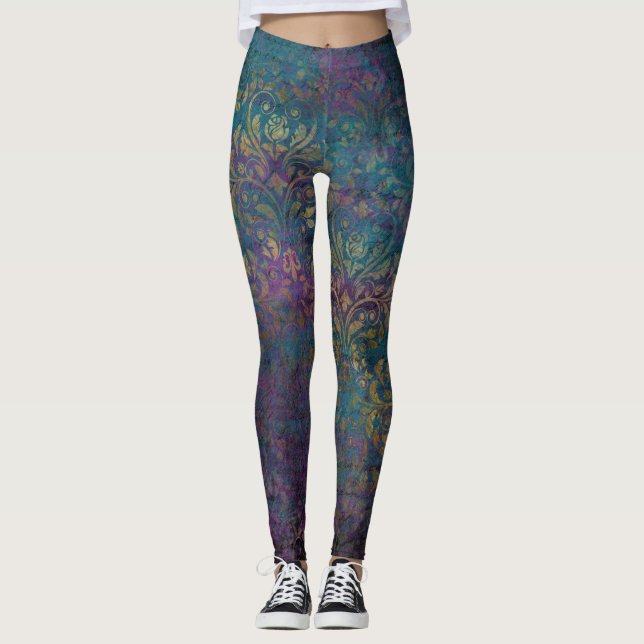 Legging texturas de ouro abstrato grunge (Frente)