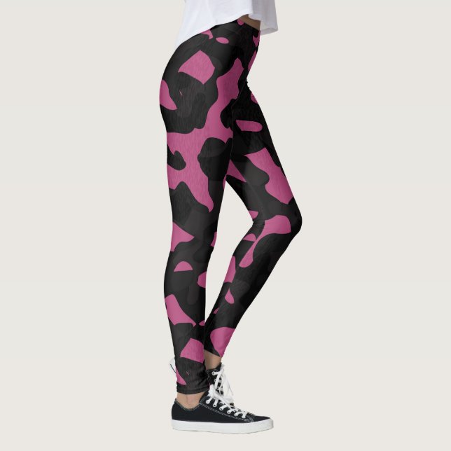 Legging  Textured pink and black camo abstract (Direita)