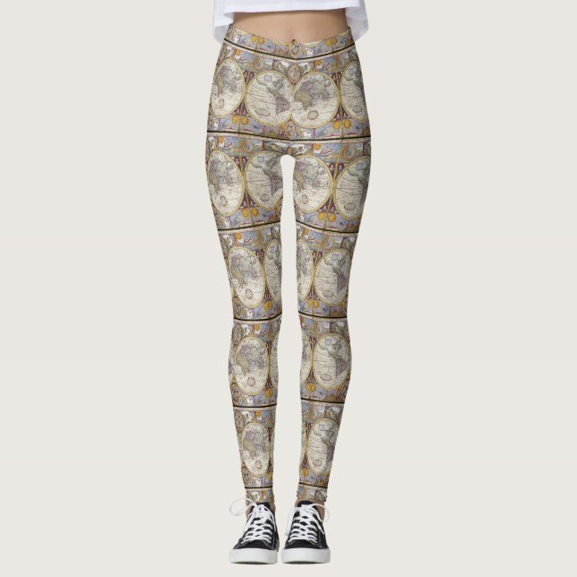 Legging Thunder_Cove do Mapa da Vintage do Viajante Mundia (Frente)