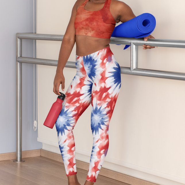 Legging Tie Dye Padrão vermelho azul (Criador carregado)