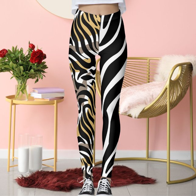 Legging Tiger Big Cat Patterno Animal Marrom Branca Divers (Criador carregado)