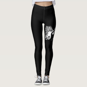 Legging Tiger e Dragon, Yin Yang, preto moderno e branco