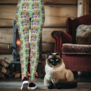 Legging Tiger Henna Flores Púrpuras Rosa