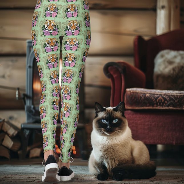Legging Tiger Henna Flores Púrpuras Rosa (Criador carregado)