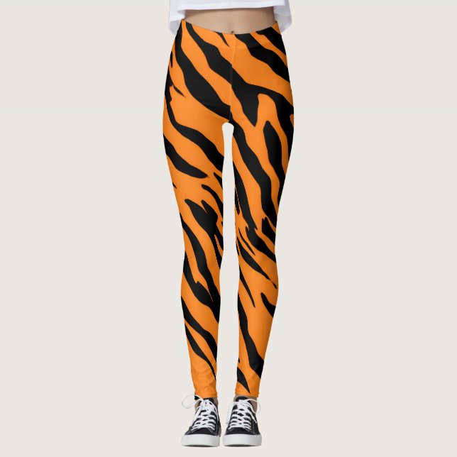 Legging Tiger Stripe Black Orange Wild (Frente)