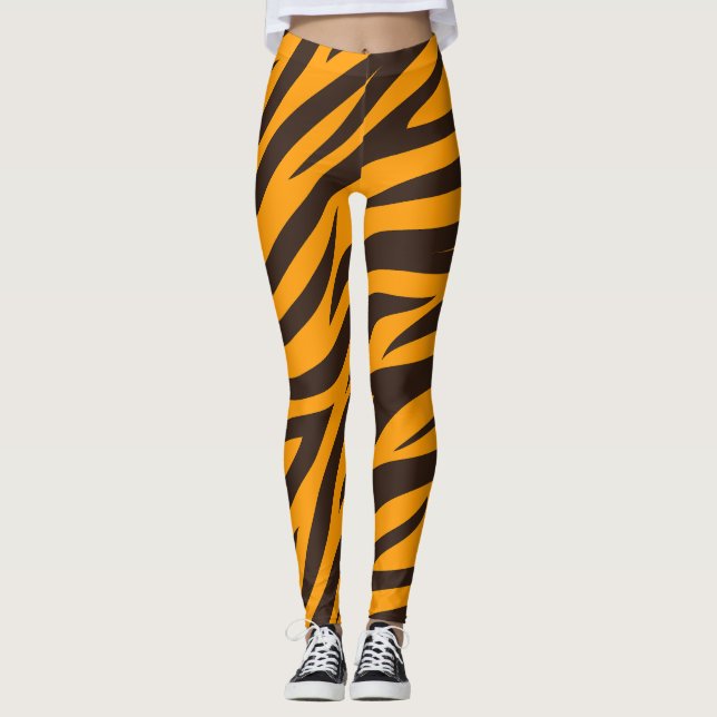 Legging Tiger Stripe Black Orange Wild (Frente)