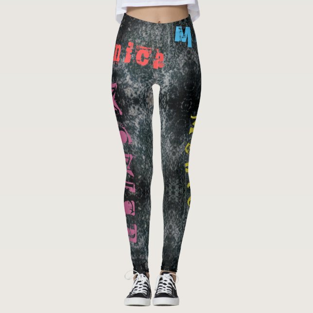 Legging Tights de Nome de Repetição Personalizada (Frente)