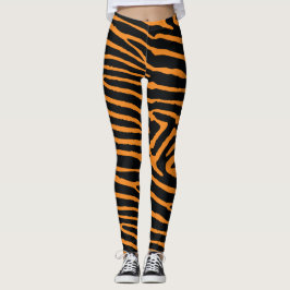 Legging Tigre alaranjado de néon listrado