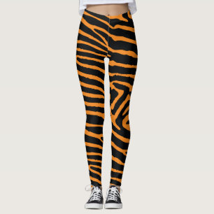 Legging Tigre alaranjado de néon listrado