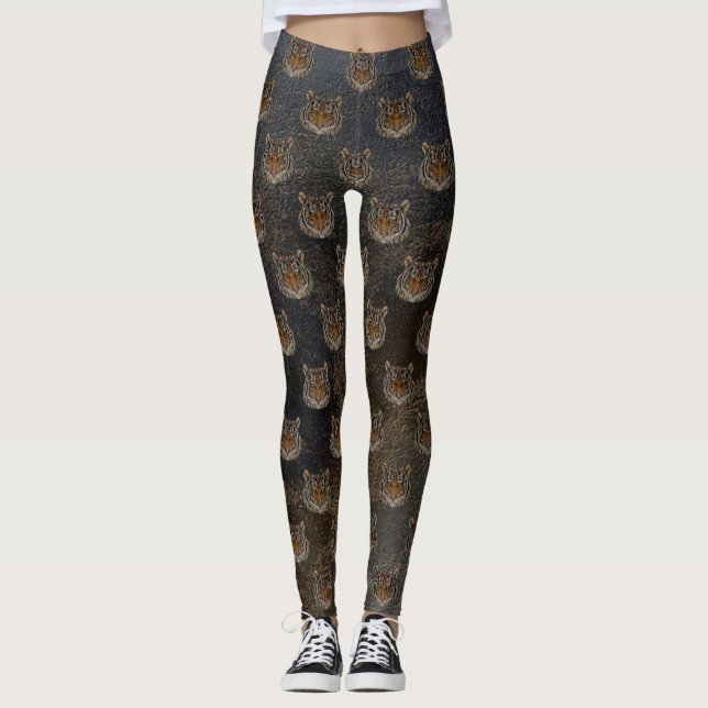 Legging Tigre Cabeça, Leather Look (Frente)