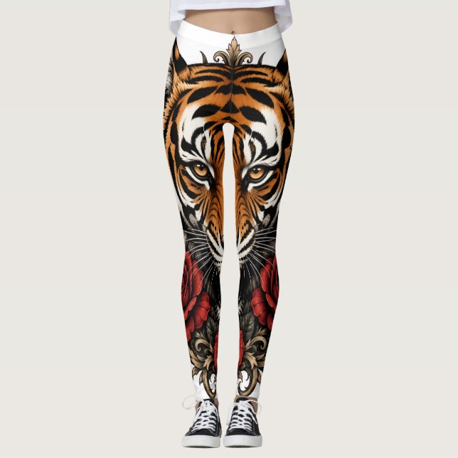 Legging tigre com rosas  (Frente)