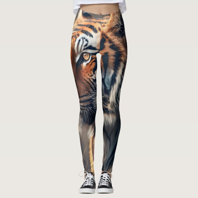 Legging Tigre Em Pernas De Impressão (Frente)