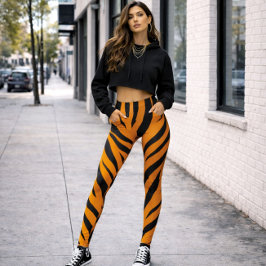 Legging Tigre Impressão cor de laranja