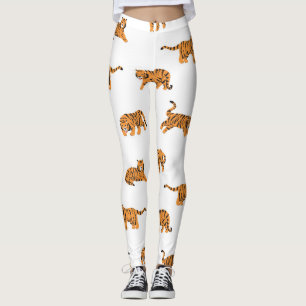 Legging Tigre Japonês: Vintage Doodle Seamless