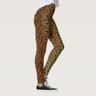 Legging Tigre Listras Impressão em animais, âmbar, Preto