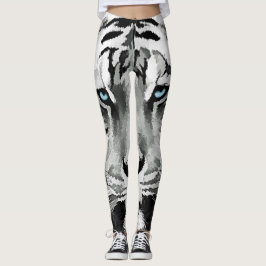 Legging Tigre, preto e branco, olhos azuis
