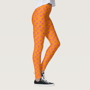 Legging Tigre Rosa Quente no Padrão Laranja Laranja Negrit