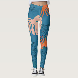 Legging Tigre tropical deixa azul profundo