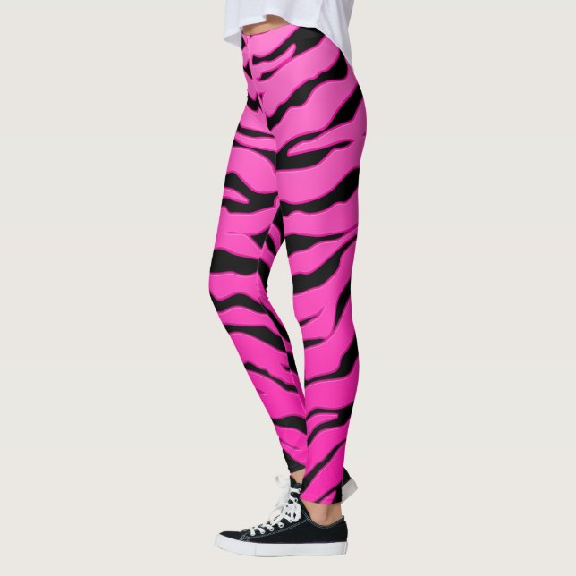 Legging Tigres De Animais, Rosa E Pretos, Tigres (Esquerda)