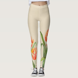 Legging Tijolo Amarelo Aquarela Tulipas Arte Floral