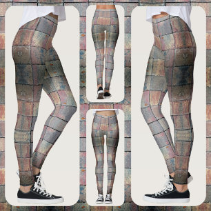Legging Tijolo Xadrez Vermelho e Cinza Chic Grunge