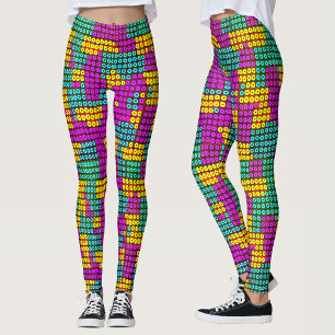 Legging Tijolos de padrão geométrico moderno colorido para