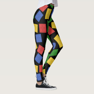 Legging Tijolos Impressão, Vermelho, Amarelo, Verde, Azul