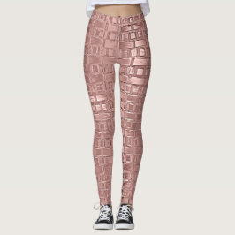 Legging Tijolos Metálicos Metálicos Rosa Dourados Padrão