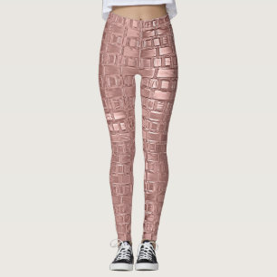Legging Tijolos Metálicos Metálicos Rosa Dourados Padrão