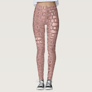 Legging Tijolos Metálicos Metálicos Rosa Dourados Padrão