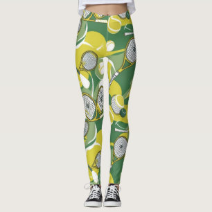 Legging Tinta branca e tênis e preta da raquete em verde