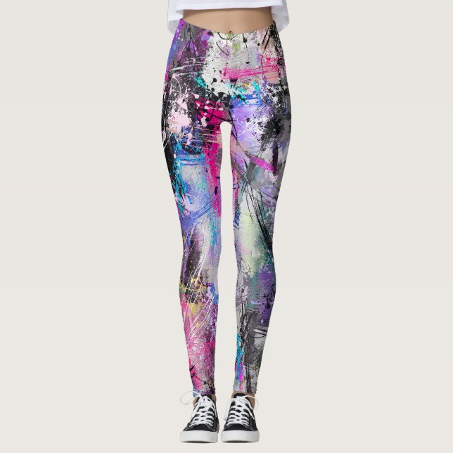 Legging Tinta Colorida abstrato Grungente (Frente)