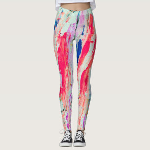 Legging Tinta Colorida Brilhante Tintas Abstrato Artsy