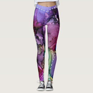 Legging Tinta de Álcool Multicolorido Cintilante Líquido