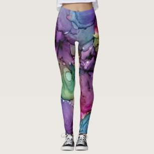 Legging Tinta de Álcool Multicolorido Cintilante Líquido