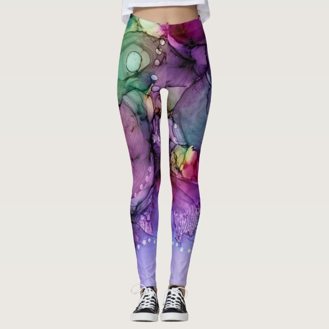 Legging Tinta de Álcool Multicolorido Cintilante Líquido A (Frente)