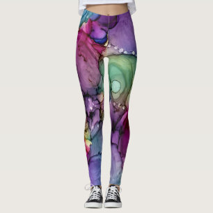 Legging Tinta de Álcool Multicolorido Cintilante Líquido A