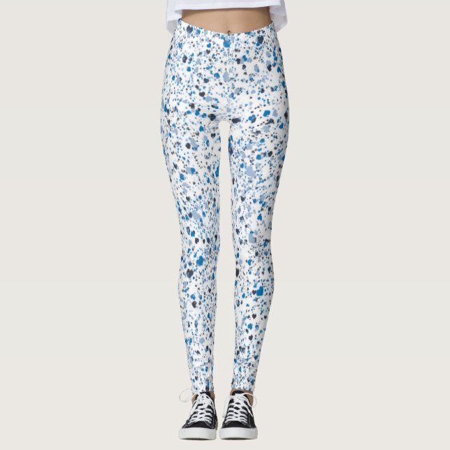 Legging Tinta de Coração Azul, Abstrato (Frente)