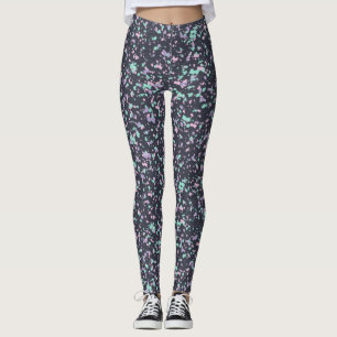 Legging Tinta De Pintor De Pastel Preto-Colorido Espetado