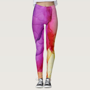 Legging Tinta na Nuvem Rodovia Abstrato Trendy Red Yellow 