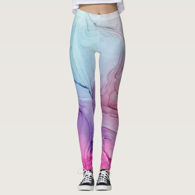 Legging Tinta na Nuvem Rodovia Abstrato Trendy Violet Blue (Frente)