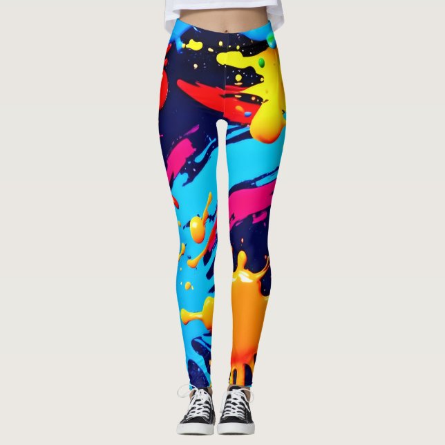 Legging Tinta Néon Viva na Expressão Fluida (Frente)