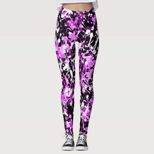 Legging Tinta Splatter na Orquídea (Frente)