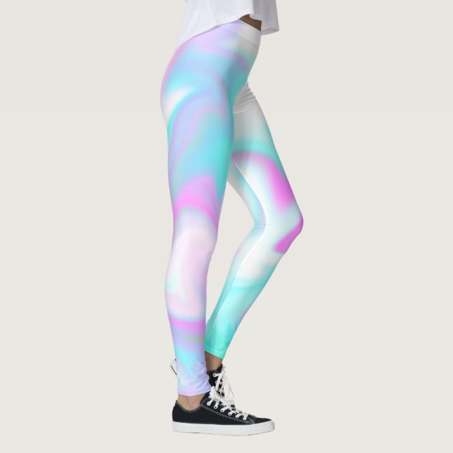 Legging Tinta Tie Dye Falsa Holográfica Rosa Doce (Direita)