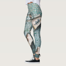 Legging Tinta verde azul antiga rústica madeira Monograma