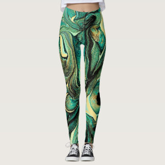 Legging Tintas acrílicas aquamarinas: fundo abstrato.